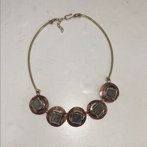 Source Unknown Gold and Brown Necklace with Circular Pendants